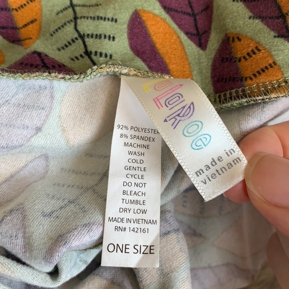 LuLaRoe Hi-Waist Floral Green Legging Pant Elastic Velvet Feel Foliage Print - Picture 14 of 16